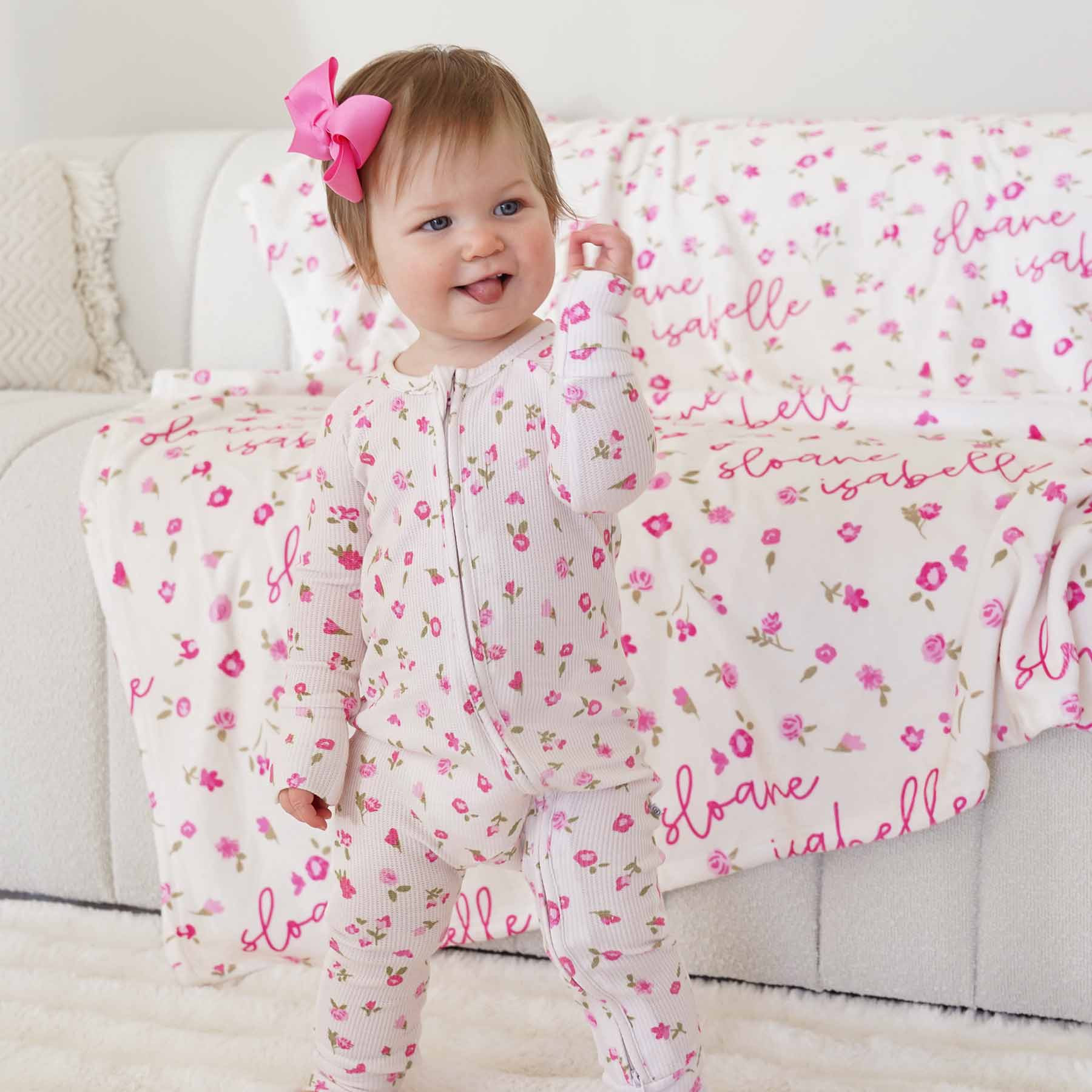 Penny's Posies Bamboo Waffle Convertible Zip Romper | Caden Lane