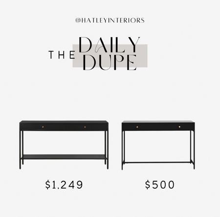 today’s daily dupe! 

console table, pottery barn dupe, designer dupe, black console table, metal console table, entryway table, harmon console table dupe 

#LTKhome