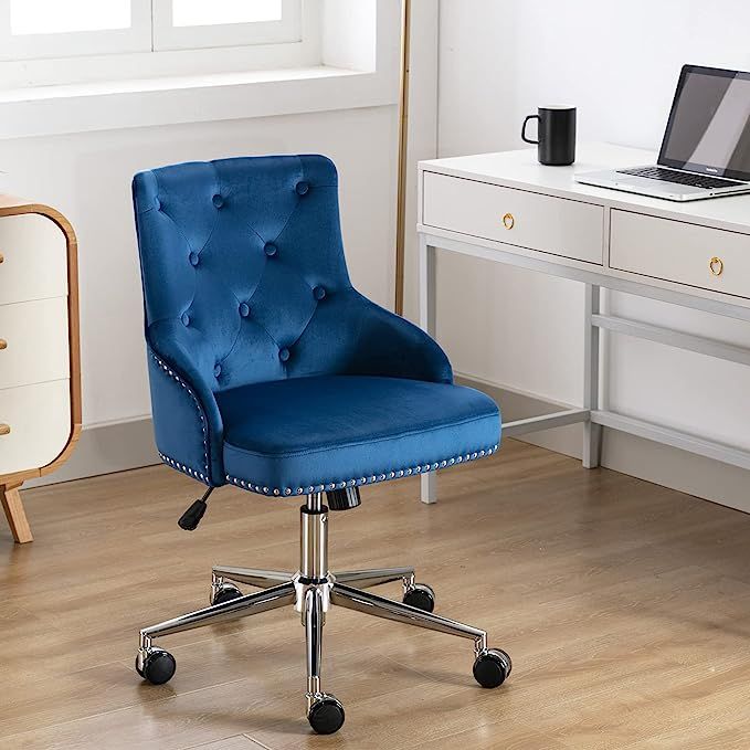 Irene House Modern Mid-Back Tufted Velvet Fabric Computer Desk Chair Swivel Adjustable Accent Hom... | Amazon (US)