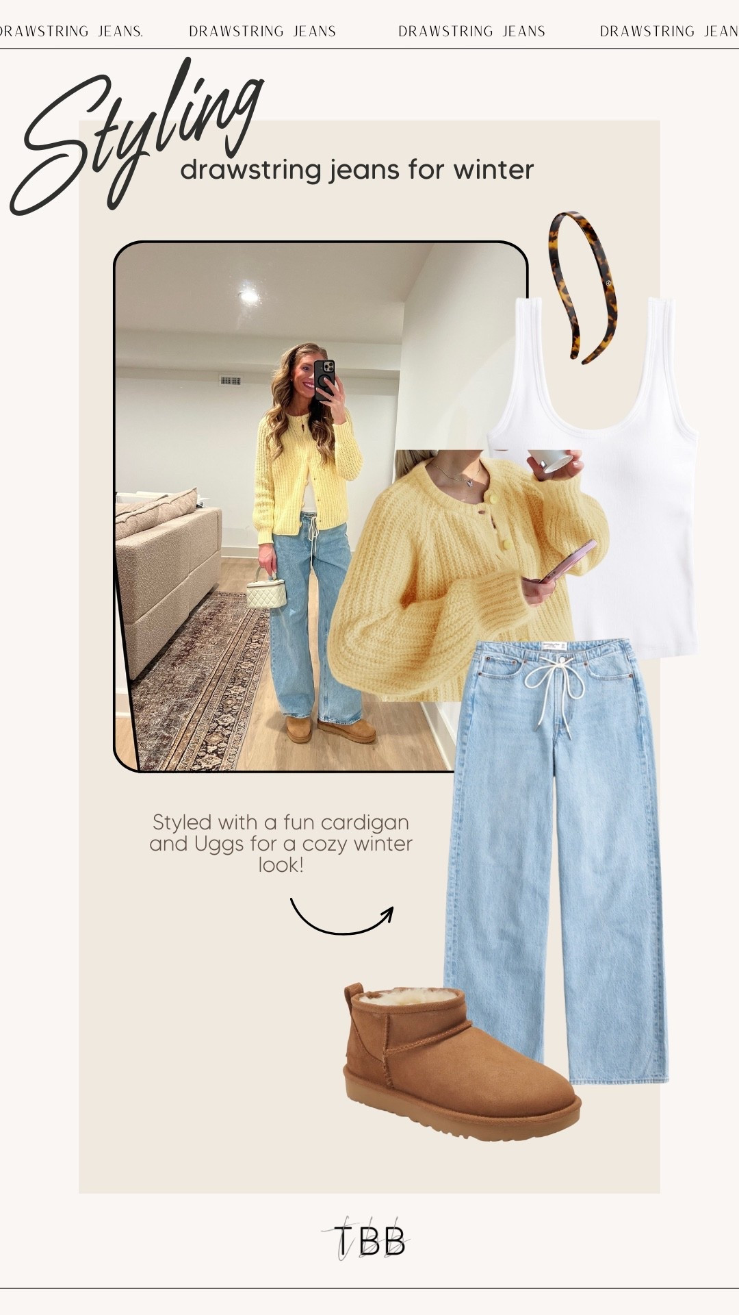 Styled my fave Abercrombie drawstring jeans for the cold weather! Added a bright sweater and my Uggs for a cozy look 💛

#LTKootd #LTKTall #LTKSeasonal