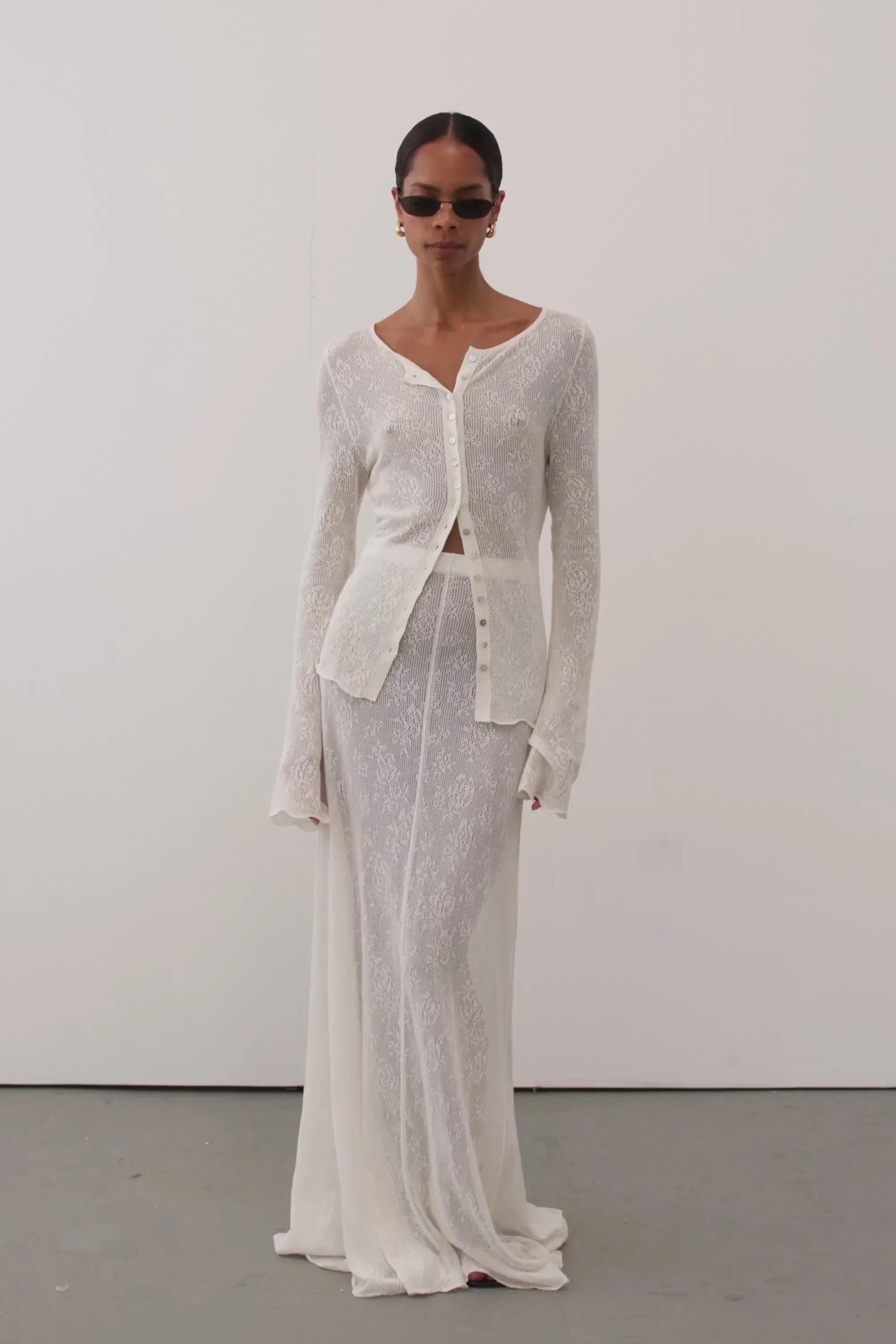 DELIA OFF WHITE LACE MAXI SKIRT | DISSH