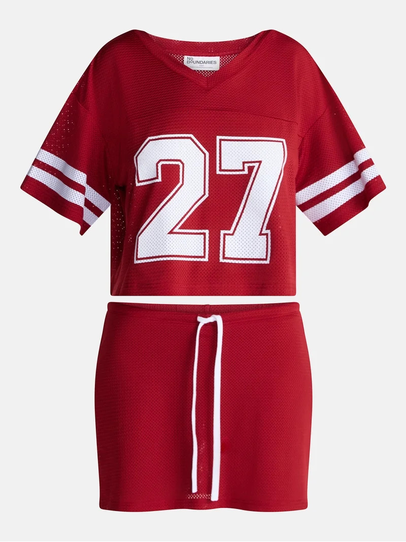 No Boundaries Jersey Top and Mini Skirt Set, 2 Piece, Women\u2019s XXS-XXL | Walmart (US)