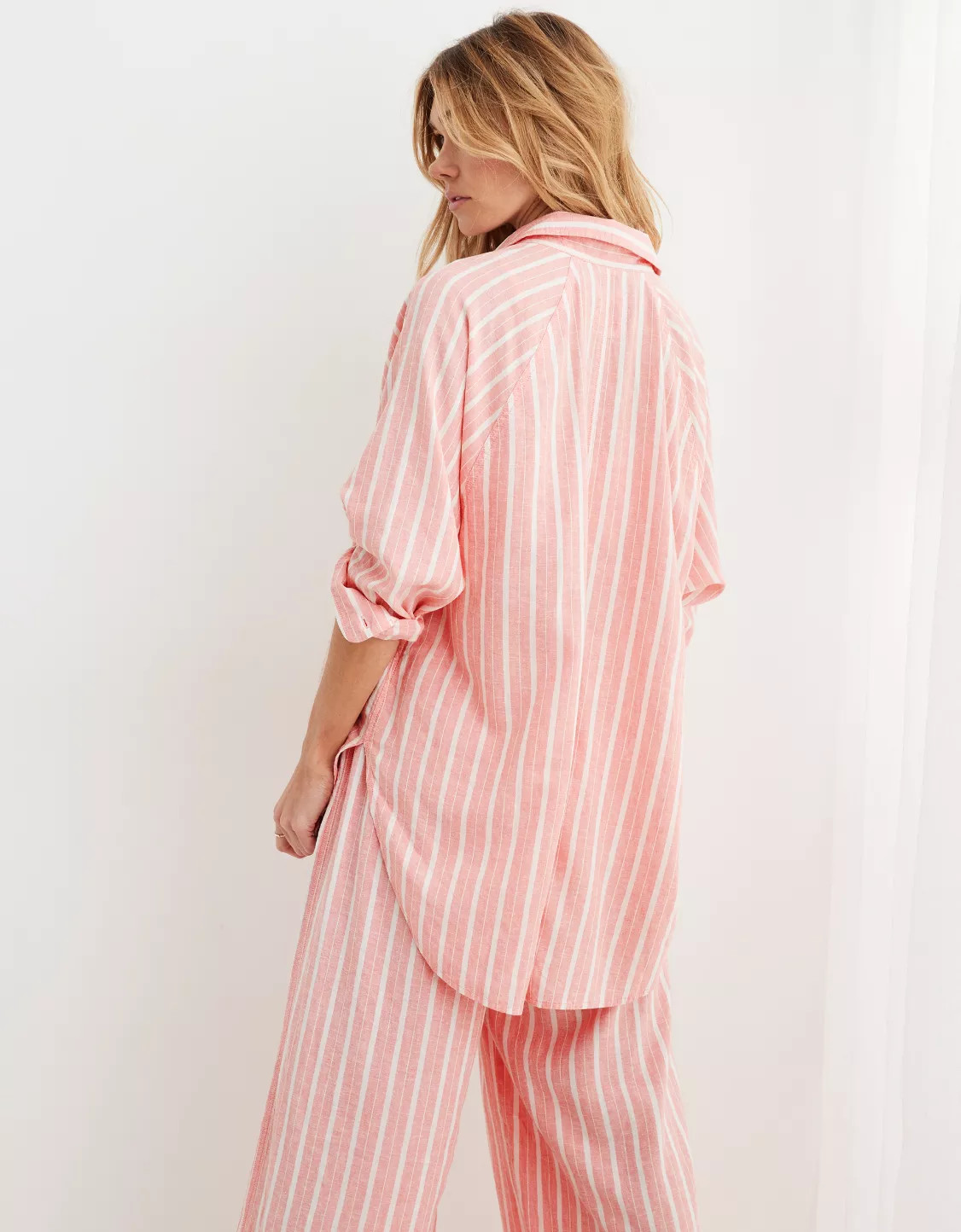 Aerie Pool-To-Party Linen Blend Cover Up Shirt | American Eagle Outfitters (US & CA)