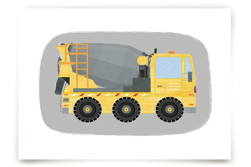 "The Cement-Mixer Truck" - Open Edition Children's Art Print by Rebecca Marchese. | Minted