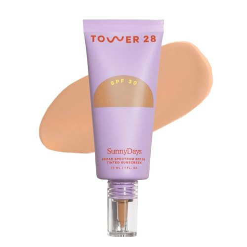 Tower 28 Beauty SunnyDays SPF 30 Tinted Mineral Sunscreen For Sensitive Skin - 2-in-1 Facial Broad Spectrum UVA/UVB Protection + Foundation - Shade 25 OCEAN PARK - Medium with Warm Undertones, 1 Fl Oz | Amazon (US)