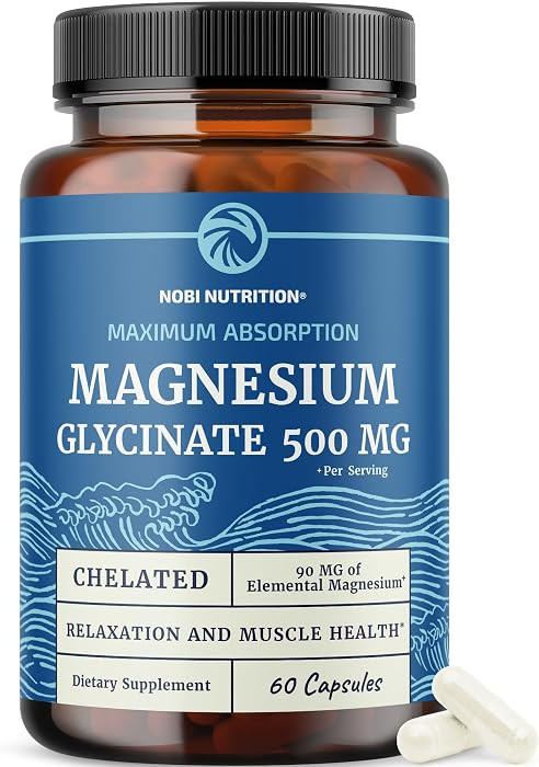 Magnesium Glycinate 500mg | Chelated for High Absorption | Muscle Relaxation, Bones, Heart, Nerve... | Amazon (US)