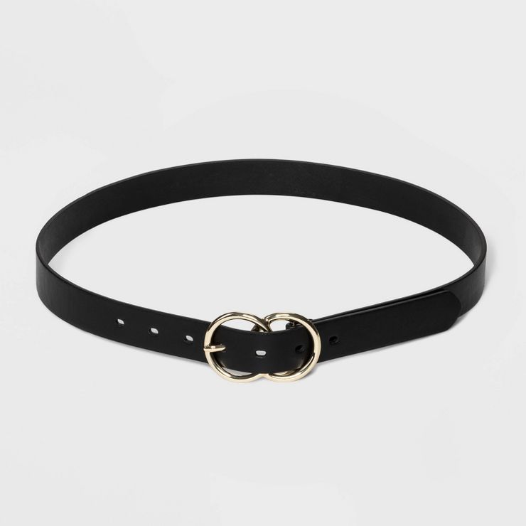 Women's Double Buckle Belt - A New Day™ Black | Target