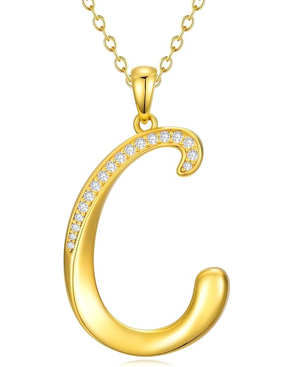 OJK 18K Gold Initial Necklace Simple Alphabet Letter Pendant Necklaces Anniversary Birthday Jewel... | Amazon (US)