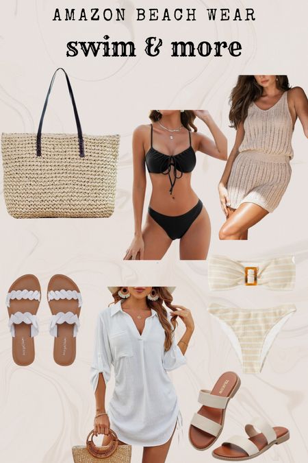 Swimwear beachwear vacation swimsuits Amazon cupshe sandals two piece bikini one piece coverup 
