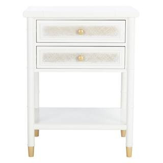 Ahab 20.5 in. White/Gold Rectangle Wood Storage End Table | The Home Depot