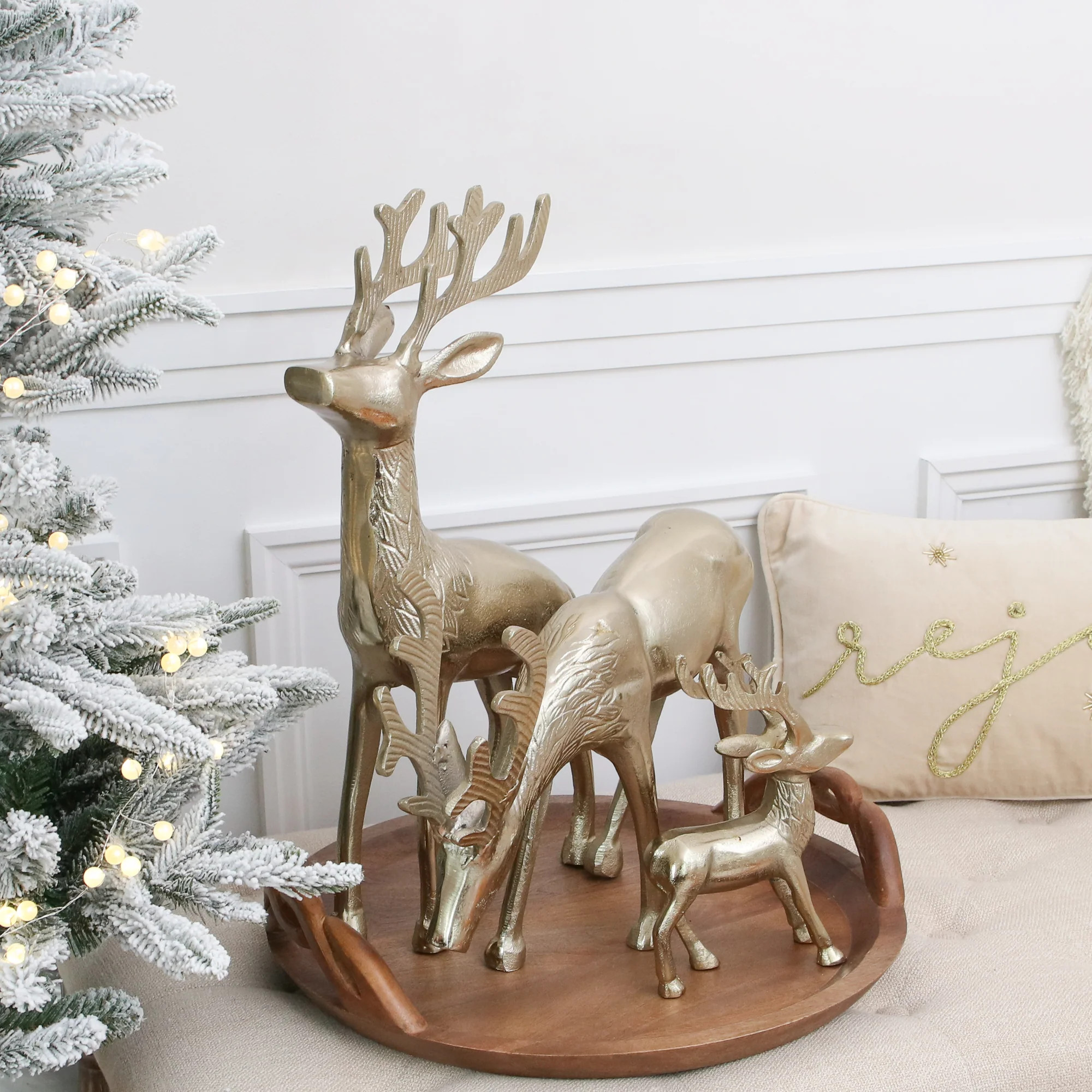 17.5” Grazing Antique Gold Reindeer-Each sold Separately | Interior Delights