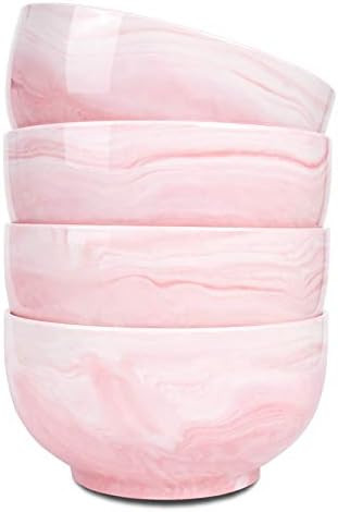 Bosmarlin Marbling Ceramic Soup Bowl Set of 4, 33 Oz, Dishwasher and Microwave Safe (33 Oz, A-Pink M | Amazon (US)