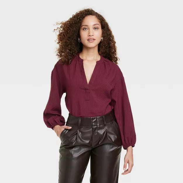 Women's Long Sleeve Popover Top - A New Day™ | Target