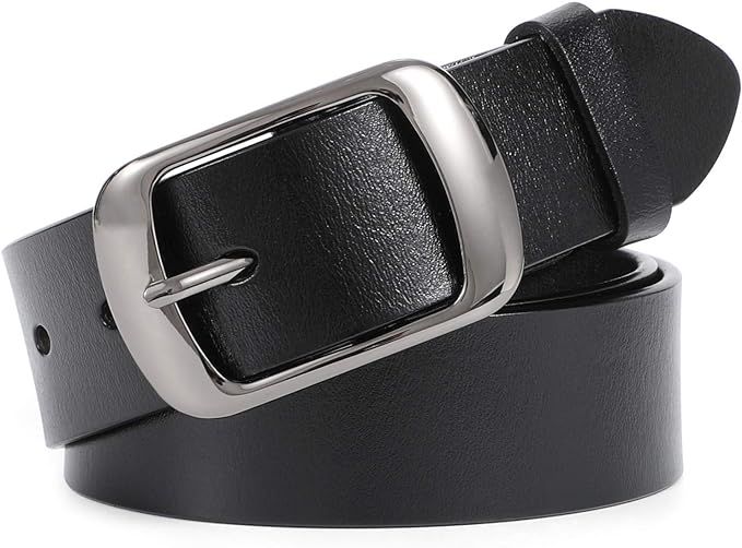 Women Leather Belts for Jeans Pants Fashion Dress Belt for Women with Solid Pin Buckle by WHIPPY | Amazon (US)
