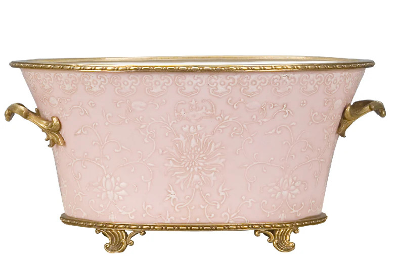 Oval Pink Ormolu Planter | The Enchanted Home