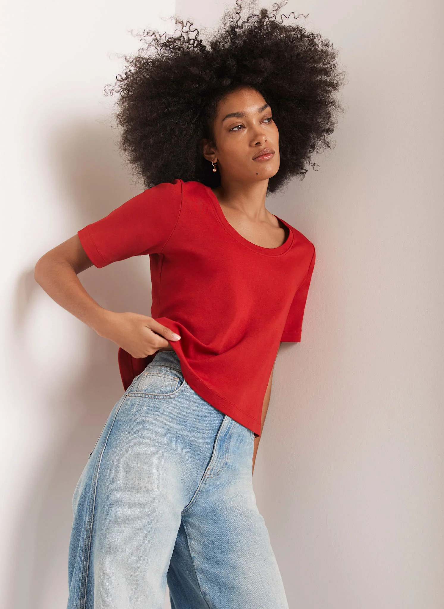 Red Scoop Neck T-Shirt | Mint Velvet