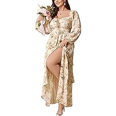 EYWOL Womens Plus Size Floral Tiered Ruffle Long Sleeve Evening Party Wedding Guest Dress | Amazon (US)
