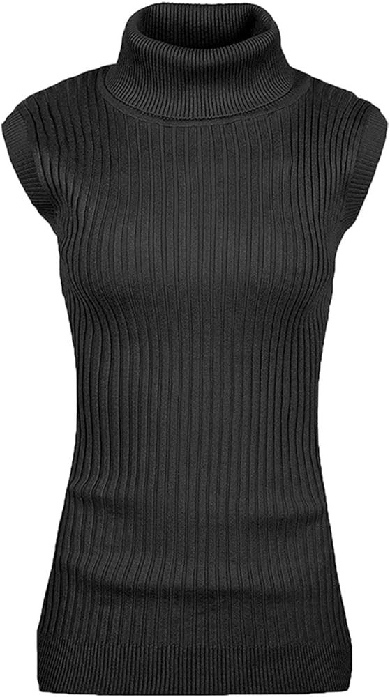 v28 Women Sleeveless High Neck Turtleneck Stretchable Knit Sweater Top | Amazon (US)
