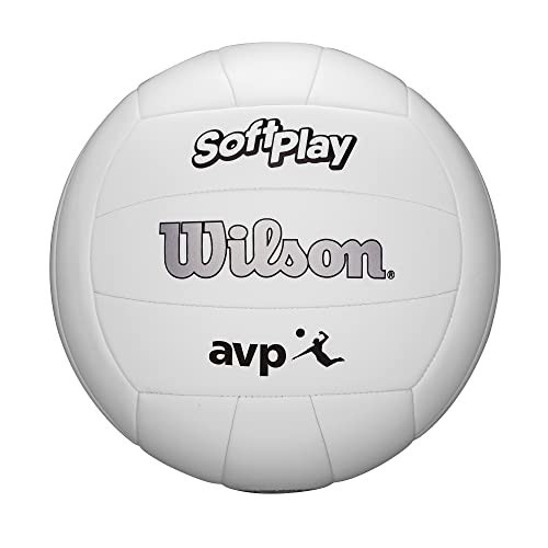 Wilson AVP Soft Play Volleyball - Official Size, White, 18-Panel, Machine-Sewn Construction, Butyl Rubber Bladder, Sponge-Backed Synthetic Leather Cover, Ideal for Ages 13 and Up | Amazon (US)