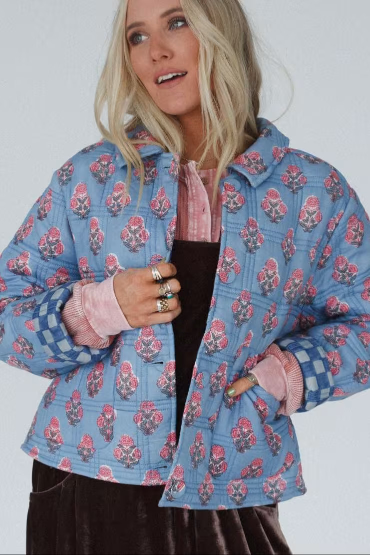 Endless Path Floral Checkered Jacket — Three Bird Nest | Three Bird Nest
