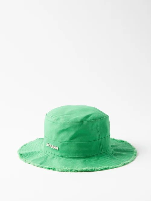 Jacquemus - Bob Frayed Cotton-canvas Bucket Hat - Womens - Green | Matches (UK)