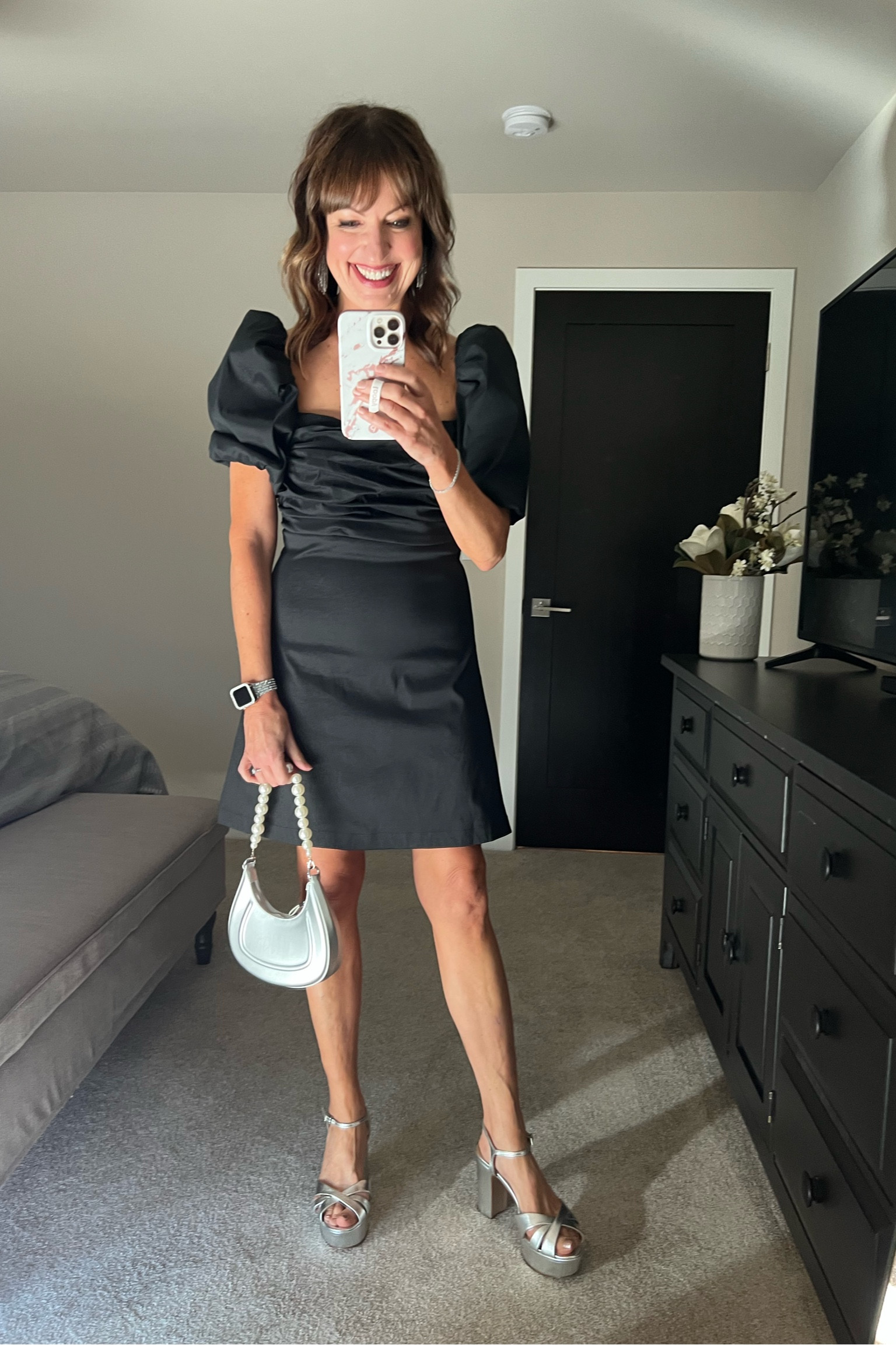Luly Yang fashion show outfit of the night! These platform heels are surprisingly comfortable!!

Socialite, LBD, puff sleeve dress, Schutz, platform heels, silver heels, date night outfit, Revolve bag, Baublebar earrings 

#LTKstyletip #LTKwedding #LTKshoecrush