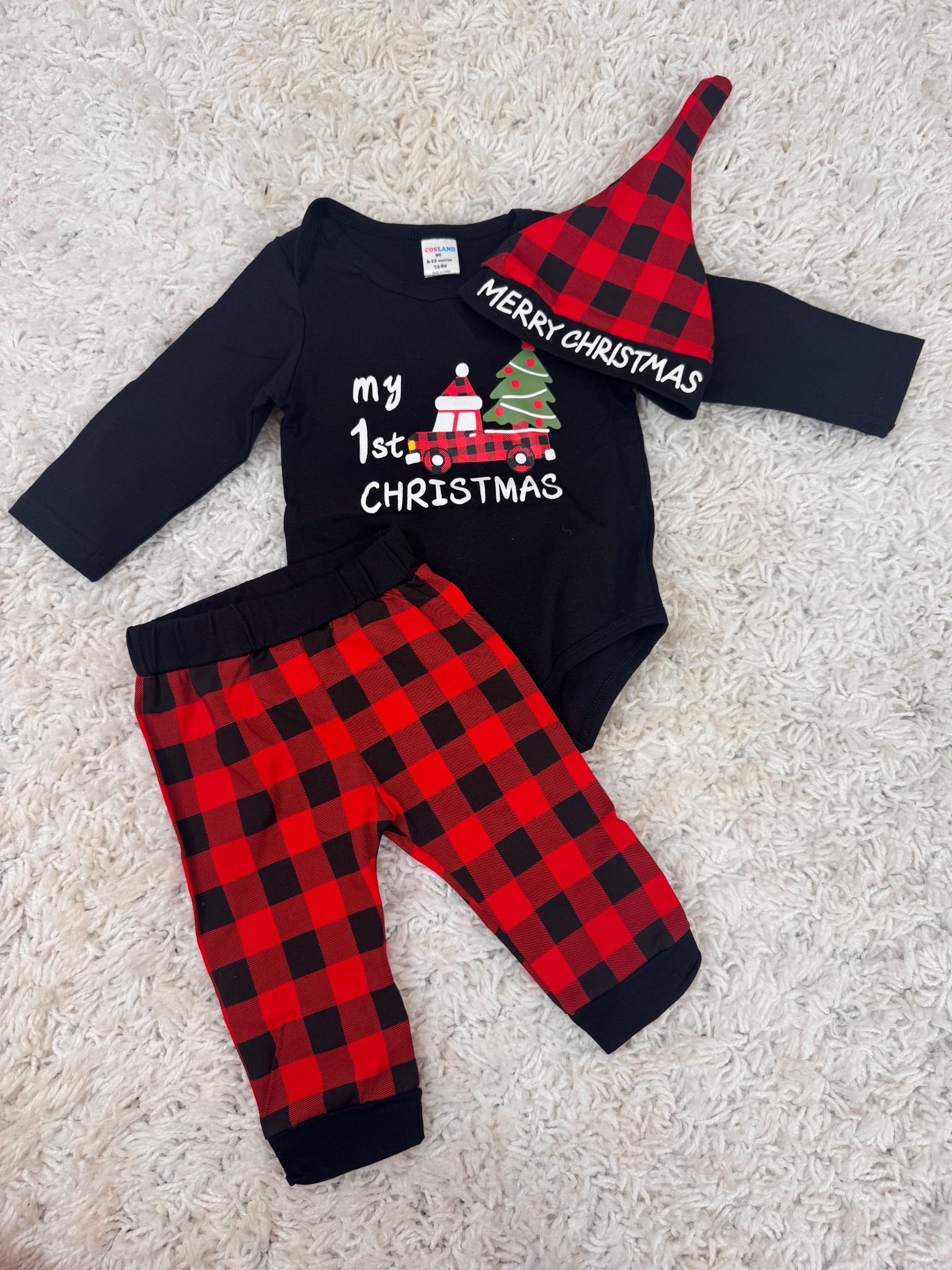 Got my little one's first Christmas outfit from Amazon and it’s perfect! The red plaid car print and black tree design are adorable. Comes with a matching hat for that extra festive touch. Cozy and cute for the holiday season. #BabyChristmas #AmazonFinds #HolidayOutfit

#LTKGiftGuide #LTKHoliday #LTKBaby