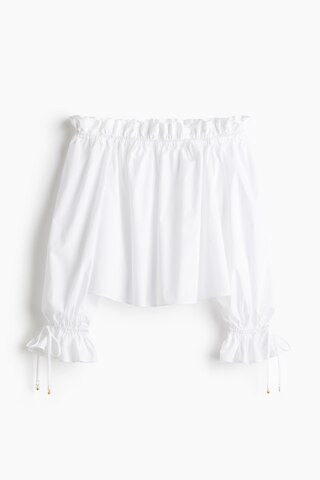 H & M - Off-Shoulder-Bluse aus Popeline - Weiß - Damen | H&M (DE, AT, CH, NL, FI)