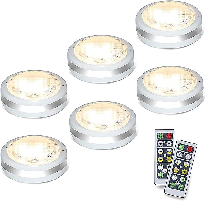 Puck Lights with Remote, Battery Operated Under Cabinet Lighting, Wireless Led Tap Light with Rem... | Amazon (US)
