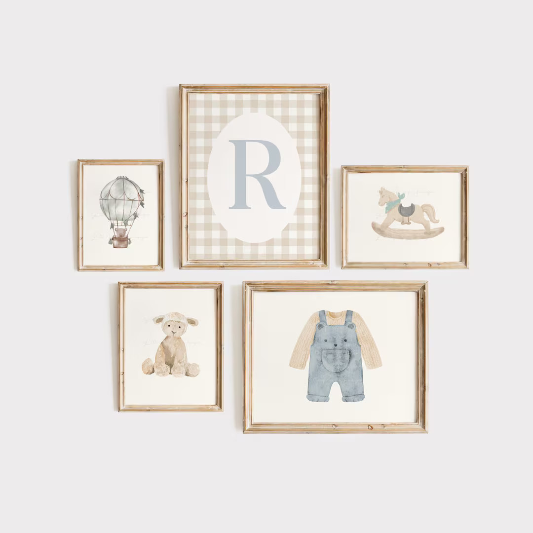 Vintage Boy Nursery Wall Art, Vintage Blue Nursery Print, Boy Nursery Decor, Custom Nursery Name ... | Etsy (US)