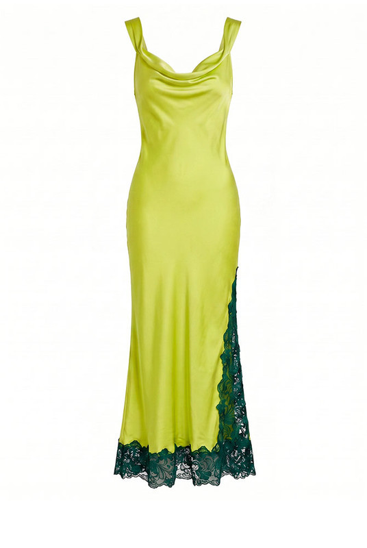 Cowl Neck Applique Slip Dress in Citrus | Bohemian Traders