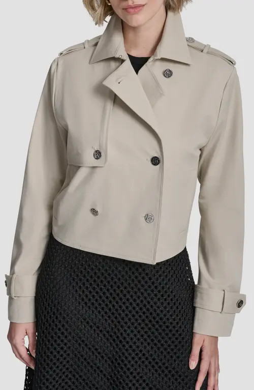 DKNY Crop Trench Coat in Ecru at Nordstrom, Size X-Small | Nordstrom