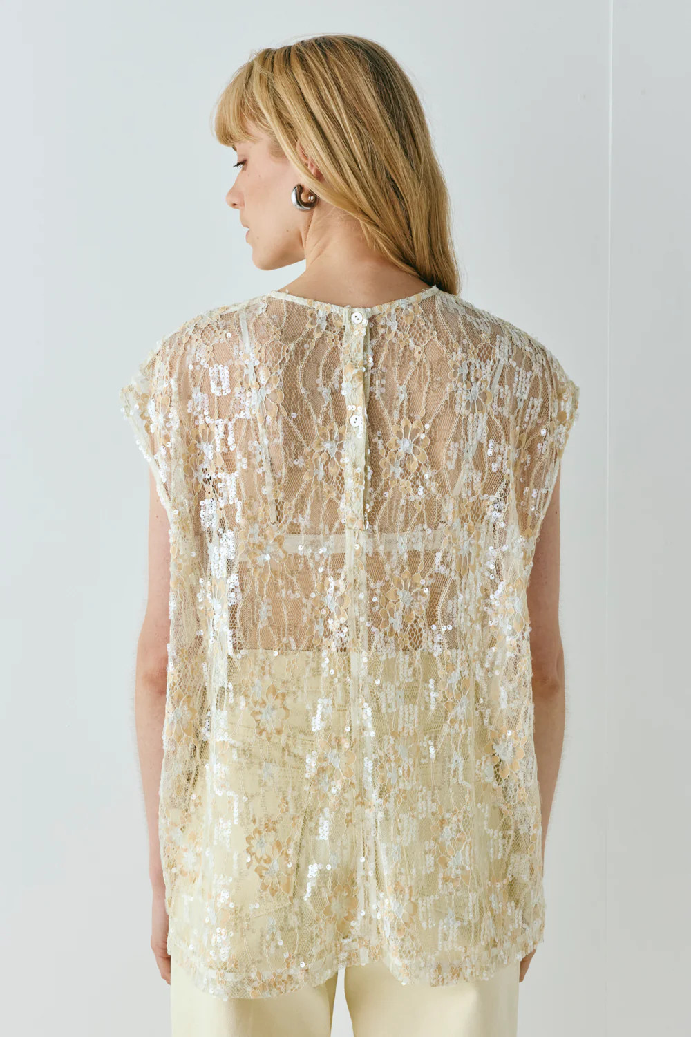 Devyn Sequin Top Apricot | VRG Grl