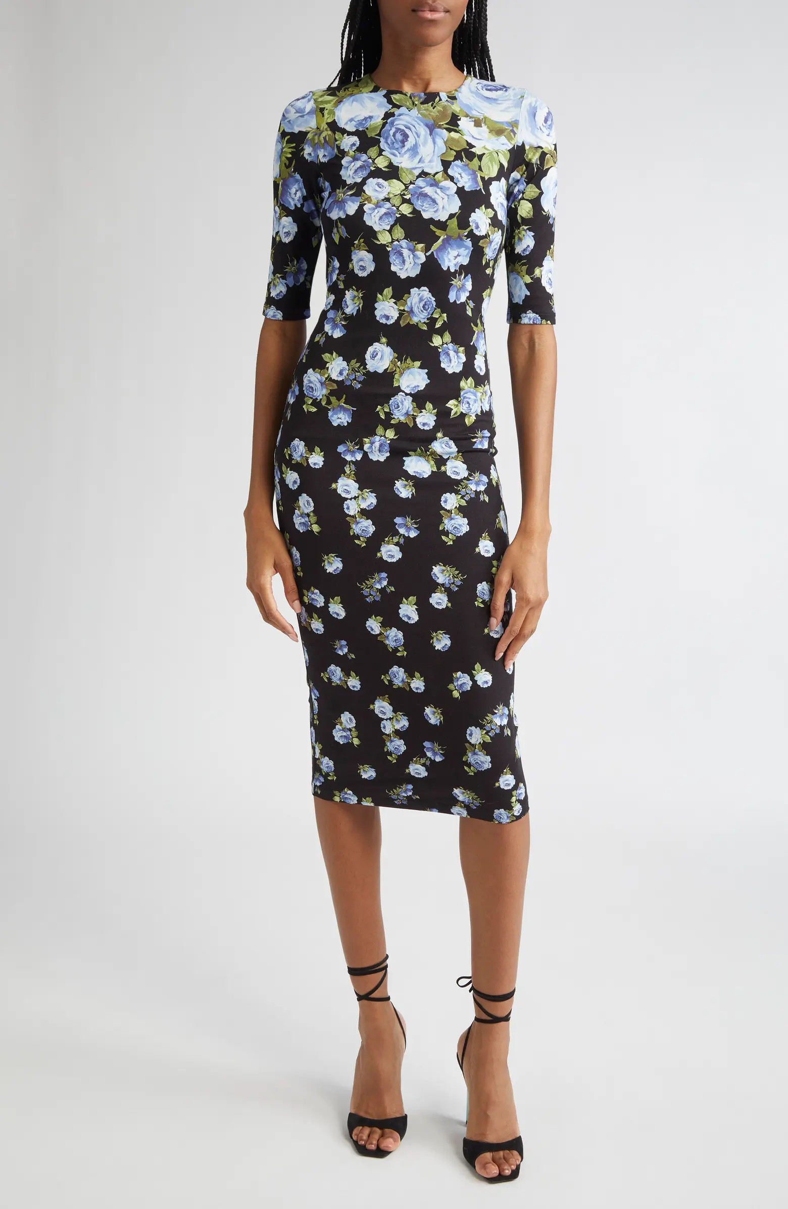 Alice + Olivia Delora Floral Jersey Midi Dress | Nordstrom | Nordstrom