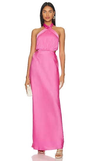 x REVOLVE Finlay Halter Neck Gown in Pink Maxi Dress | Holiday Outfits | Holiday Party Dress | Revolve Clothing (Global)