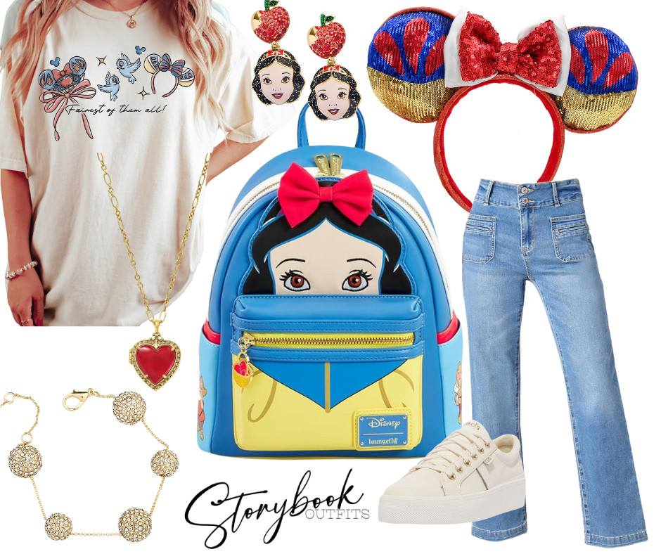 Say hello to Fairest of Them All — the sweetest Snow White–inspired Storybook Outfit 🍎💛✨

Snow White “Fairest” tee, sparkly princess ears, the CUTEST Snow White Loungefly, jeweled apple earrings, golden bracelet, high-waist denim + comfy sneakers… this look is perfect for Fantasyland photos, princess dining, or anyone who grew up loving the original Disney princess! 

 

#LTKTravel