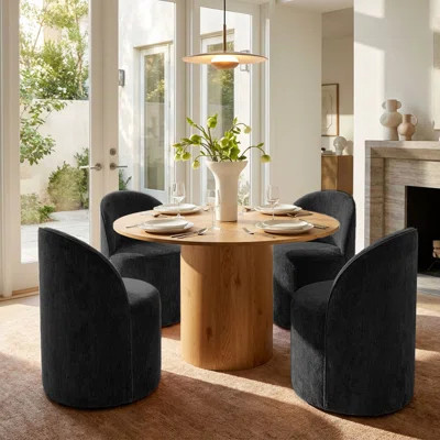 4 - Person Dining Table Sets With Round Table & 4 Upholstered Fabric Chairs | Wayfair North America