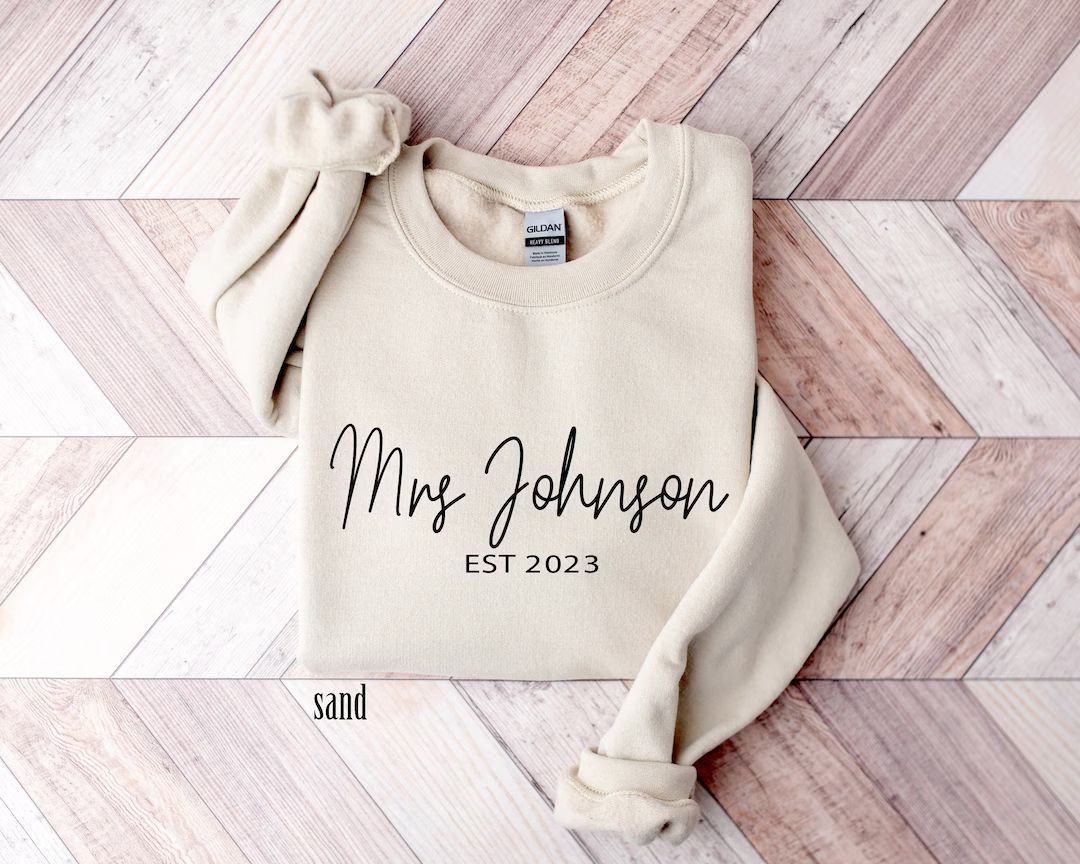 Customized Mrs Last Name Sweatshirt Custom Bridal Gift Mrs - Etsy | Etsy (US)