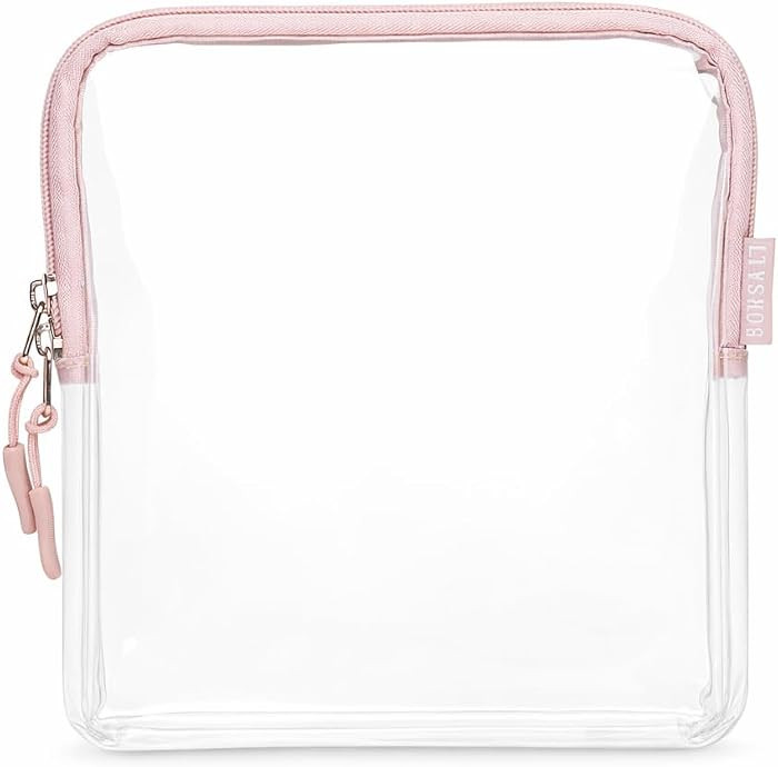 BORSALI TSA Approved Toiletry Bag - Clear Quart Size for 3-1-1 Carry On Travel - Makeup Organizer... | Amazon (US)