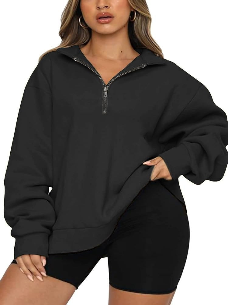 Bellcoco Womens Half Zip Oversized Sweatshirt Long Sleeve Plus Size Workout Pullover Drop Shoulde... | Amazon (CA)