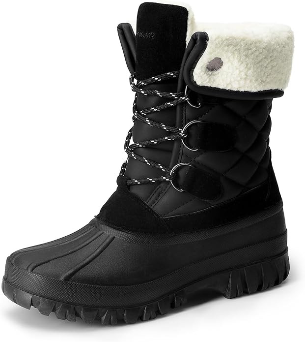 DREAM PAIRS Womens Winter Snow Duck Boots,Waterproof Mid Calf Anti-slip Stability Lace Up Faux Fu... | Amazon (US)