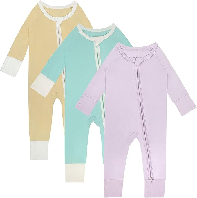 Rayon of Bamboo Pajamas Rompers 2 Way Zipper Long Sleeve Footless Rompers | Amazon (US)