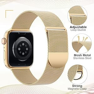 Metal Band Compatible with Apple Watch Bands 38mm 40mm 41mm 42mm 46mm 44mm 45mm 49mm Women Men,Ad... | Amazon (US)