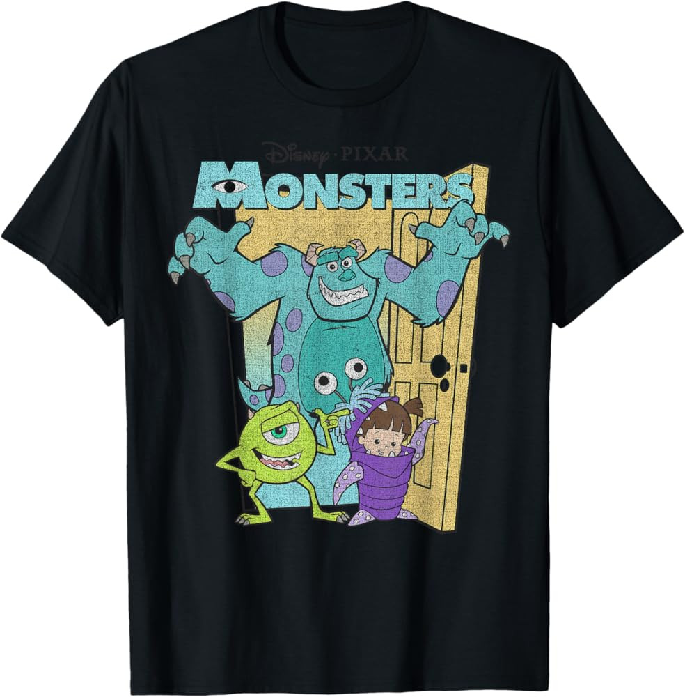 Disney Pixar Monsters Inc. Mike Sully Boo Group Poster T-Shirt | Amazon (US)