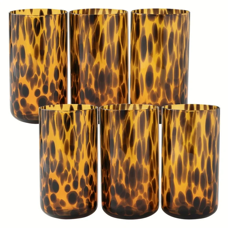 Thyme & Table 6-Pack 20oz Tortoise Brown Glass Set | Walmart (US)