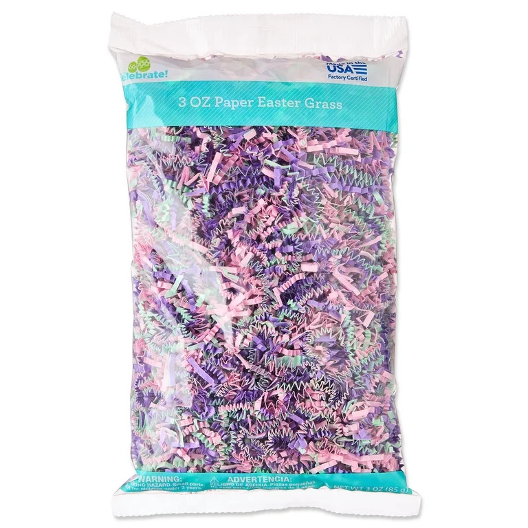 Paper Grass, Pink/Purple/Mint, 3 oz, Easter by Way To Celebrate | Walmart (US)