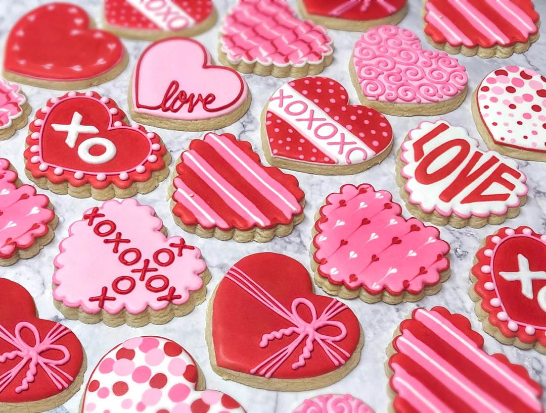 Valentine Heart Sugar Cookies, Valentine's Day Cookies | Half Dozen - Etsy | Etsy (US)