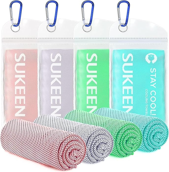 Sukeen 4 Pack Cooling Towel (40"x12") for Sweat, Quick-Drying Cooling Neck Wraps, Soft Breathable... | Amazon (US)