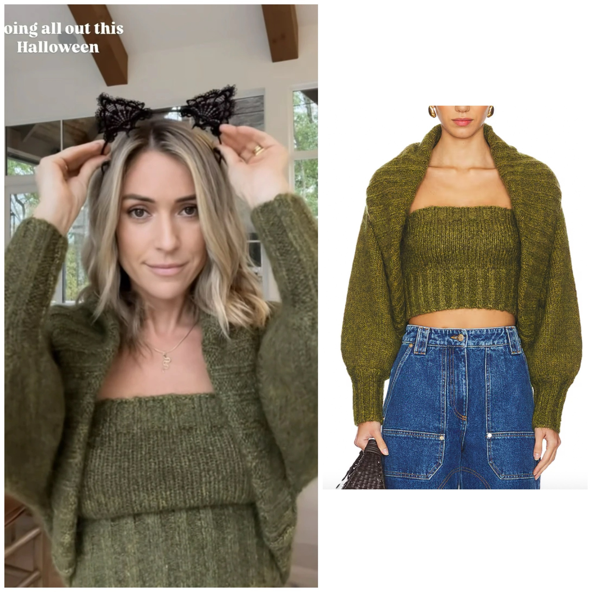 Kristin Cavallari’s Green Shrug Sweater Set 📸 = @kristincavallari
