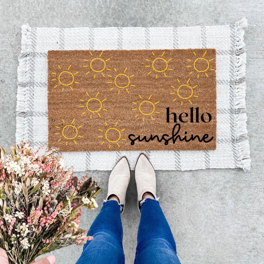 Hello Sunshine Doormat | Sunshine Doormat | Summer Decor | Summer Porch Decor | Porch Decor | Hel... | Etsy (US)